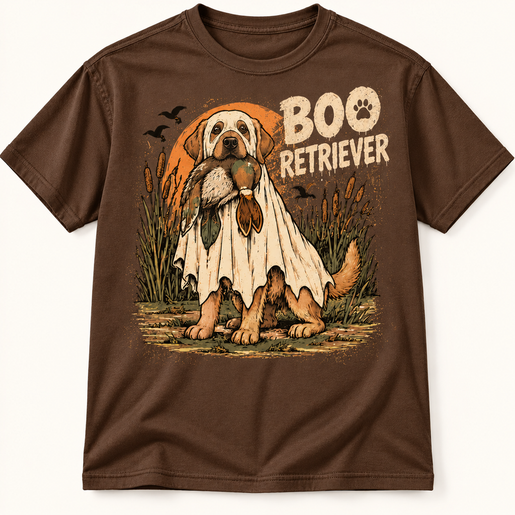 Boo Retriever Funny Halloween Duck Hunting Dog Graphic Tee