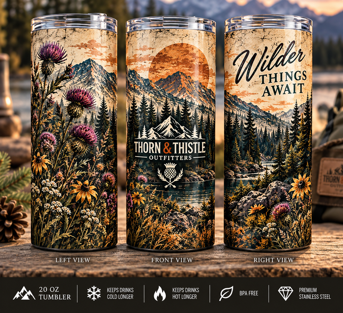 Wilder Things Await 20 oz Adventure Tumbler