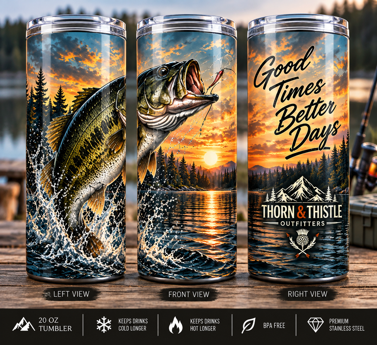 Good Times Better Days 20 oz Fishing Tumbler
