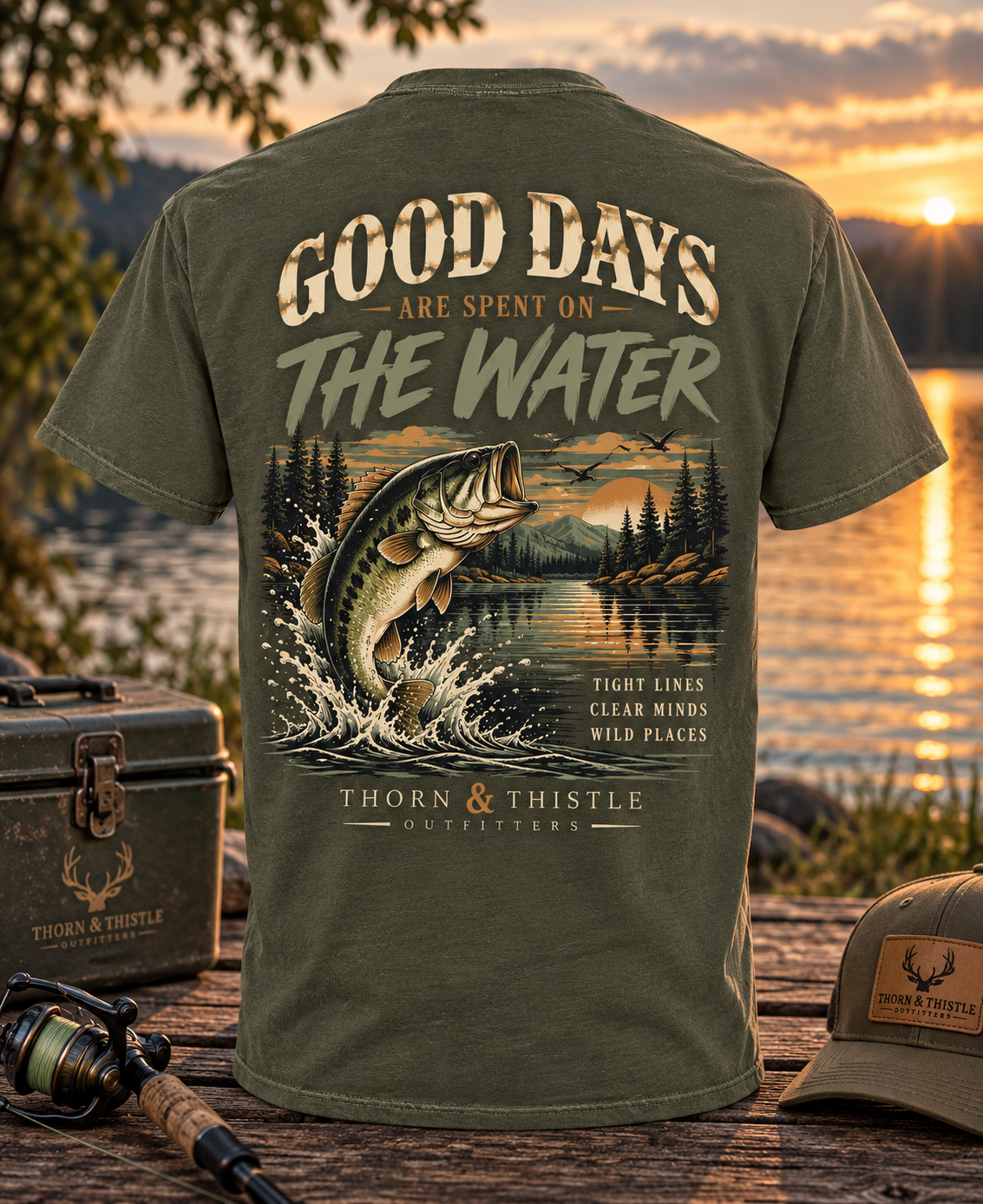 Good Days on the Water – Vintage Bass Fishing Tee