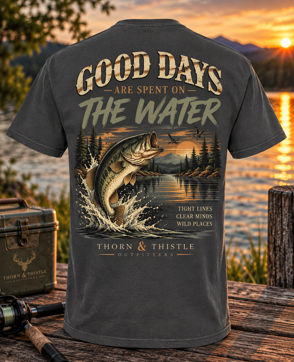 Good Days on the Water – Vintage Bass Fishing Tee