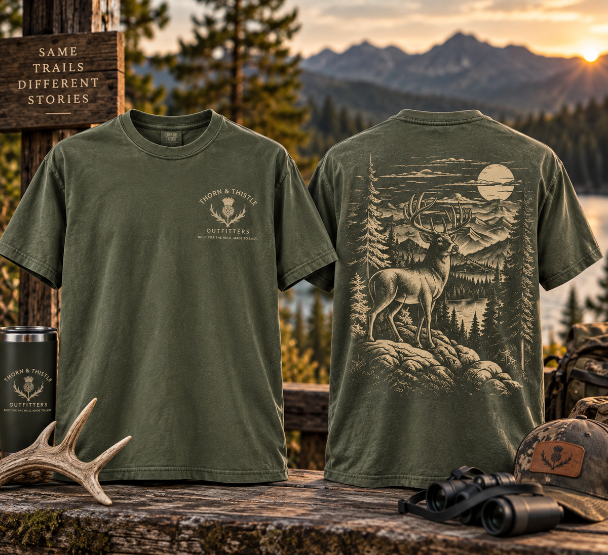 Vintage Whitetail Buck Hunting Graphic Tee