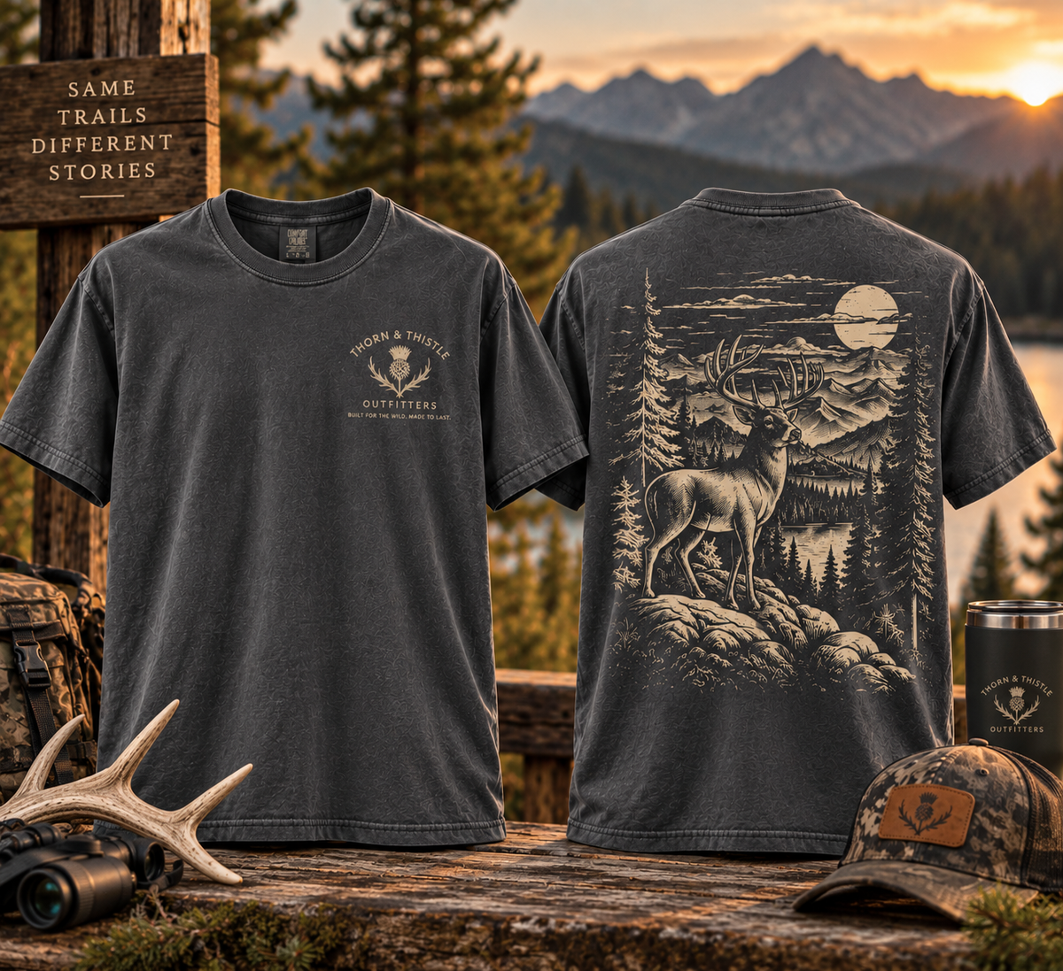 Vintage Whitetail Buck Hunting Graphic Tee