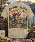 Enjoying the View – Sloth Hiking Tee