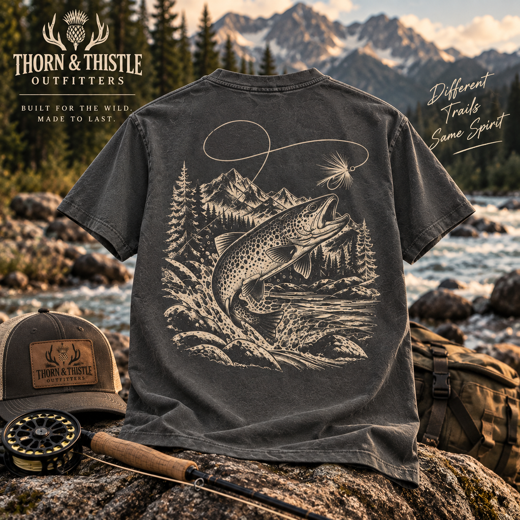 Vintage Fly Fishing Trout Graphic Tee