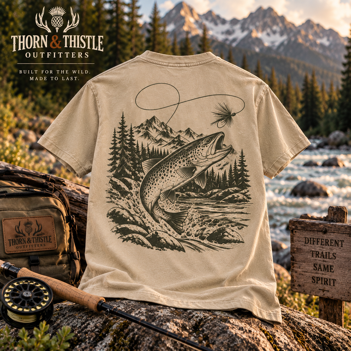 Vintage Fly Fishing Trout Graphic Tee