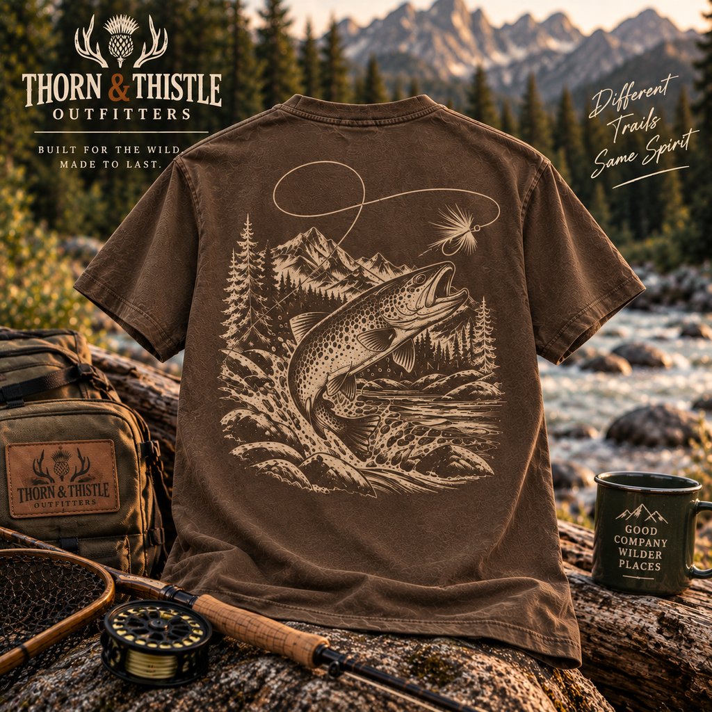 Vintage Fly Fishing Trout Graphic Tee