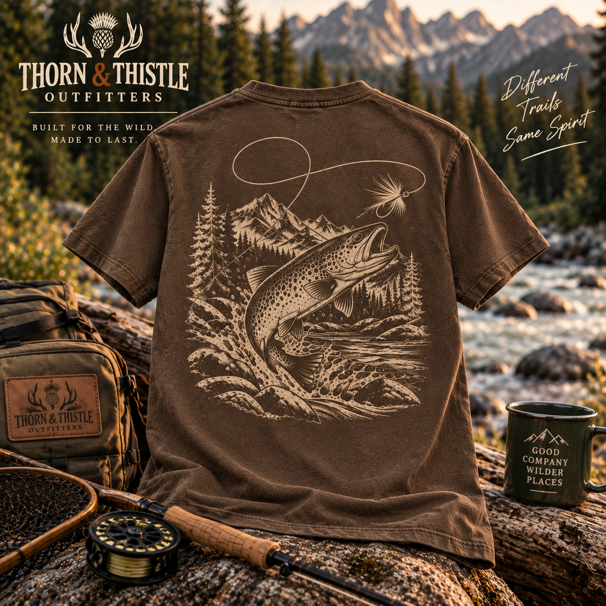 Vintage Fly Fishing Trout Graphic Tee