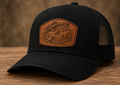 Largemouth Bass Leather Patch Trucker Hat
