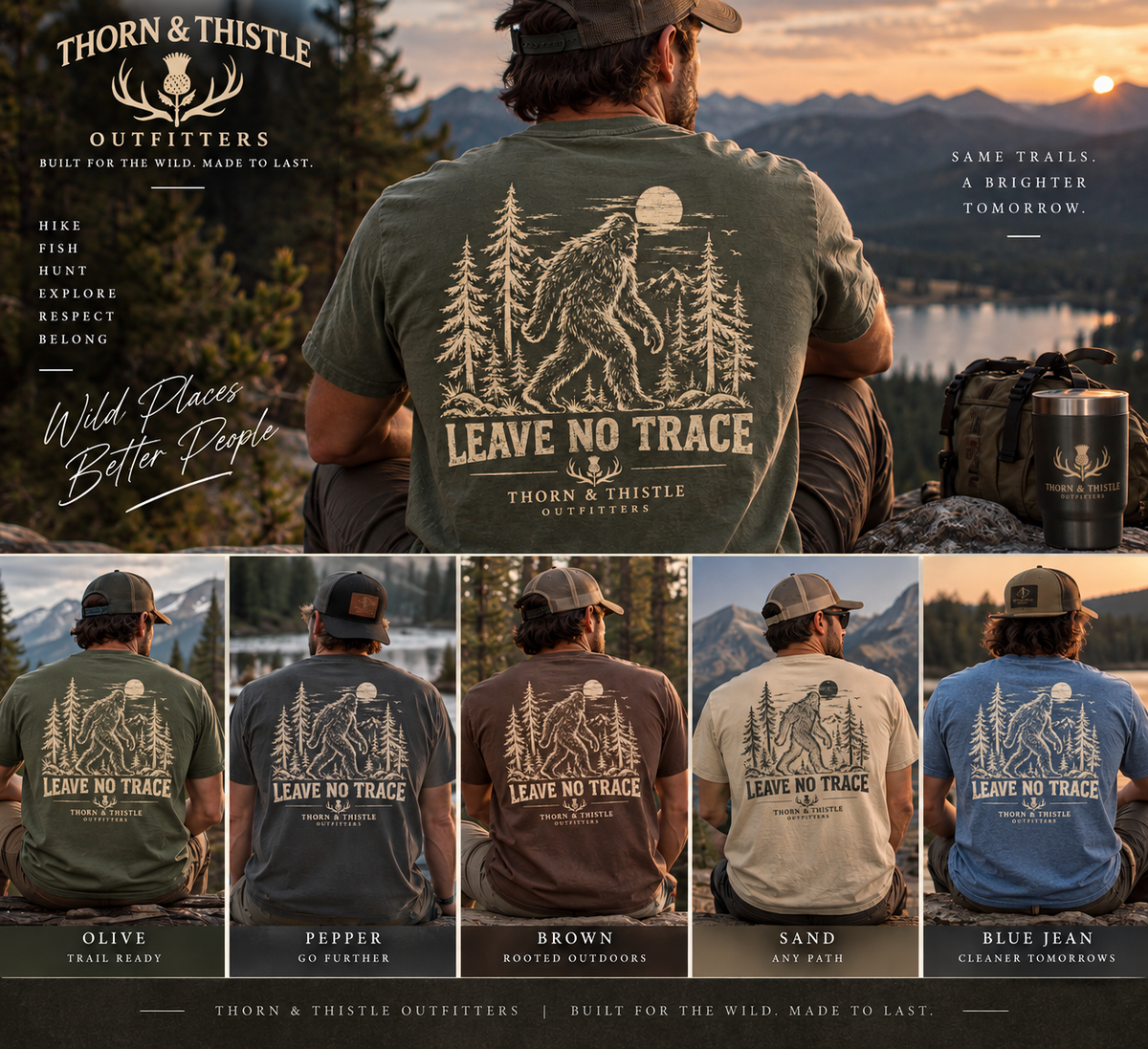 Leave No Trace Bigfoot Hiking Tee – Vintage Sasquatch Shirt