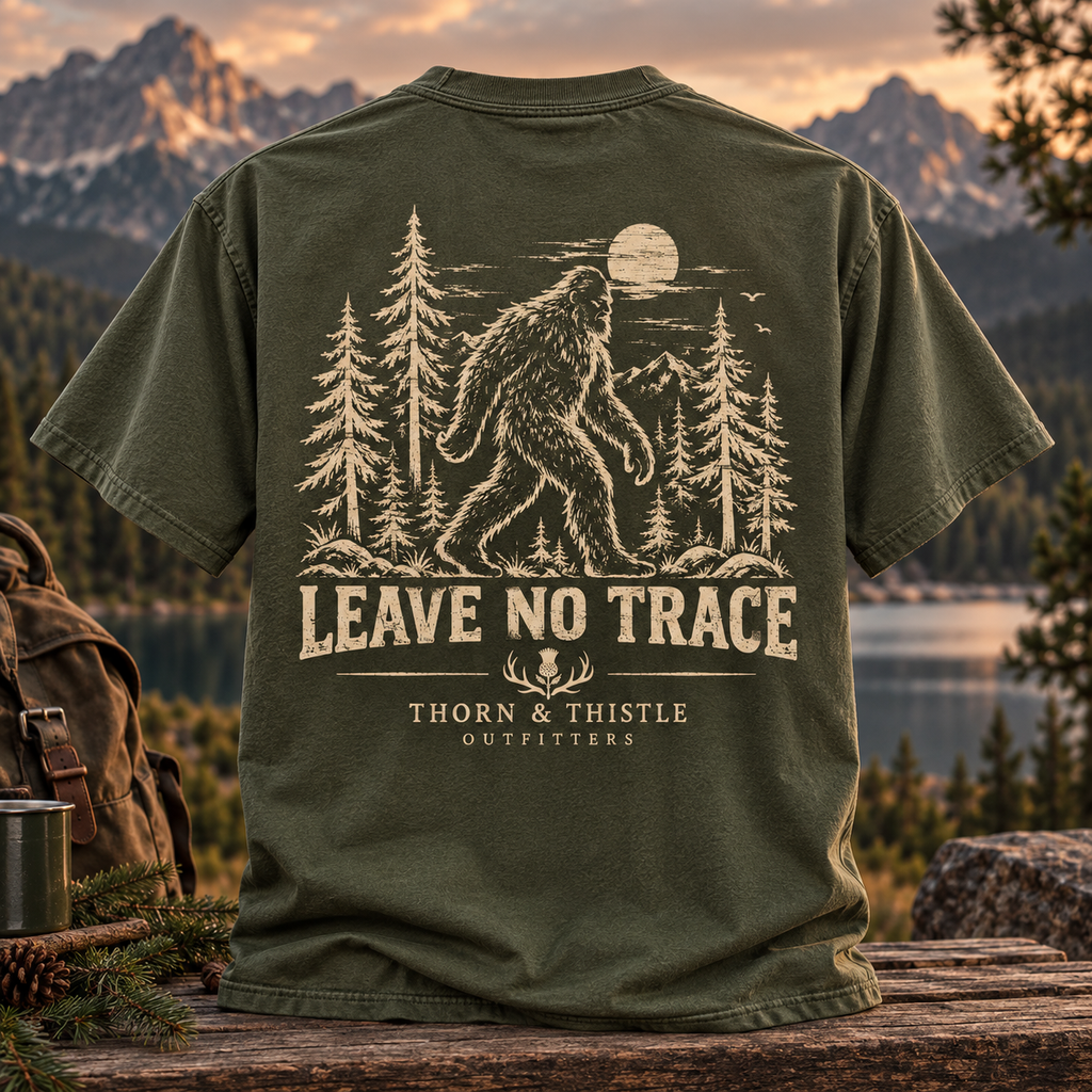 Leave No Trace Bigfoot Hiking Tee – Vintage Sasquatch Shirt