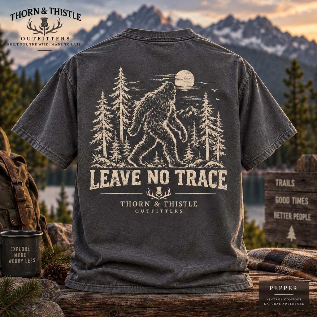 Leave No Trace Bigfoot Hiking Tee – Vintage Sasquatch Shirt