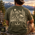 Backcountry Club Camping Tee – Vintage Mountain Hiking Shirt  Description: