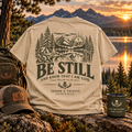 Be Still Christian Outdoor Tee – Psalm 46:10 Faith & Wild Shirt