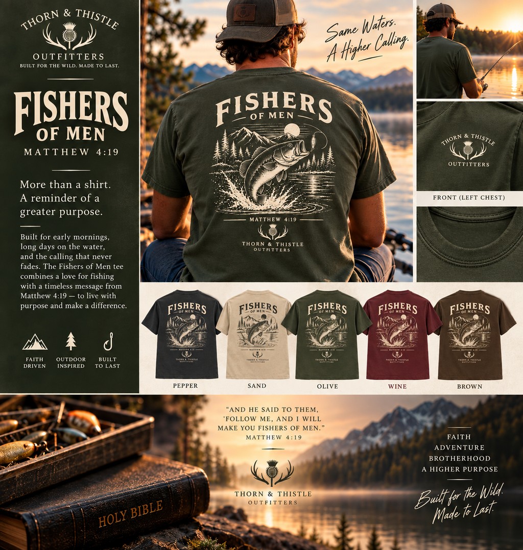 Fishers of Men Christian Fishing Tee – Matthew 4:19