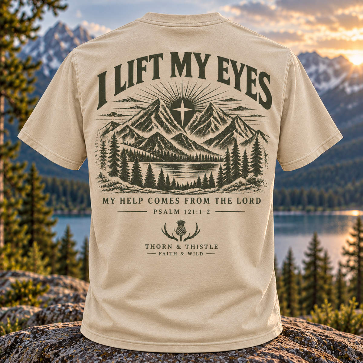 I Lift My Eyes Christian Hiking Tee – Psalm 121:1-2