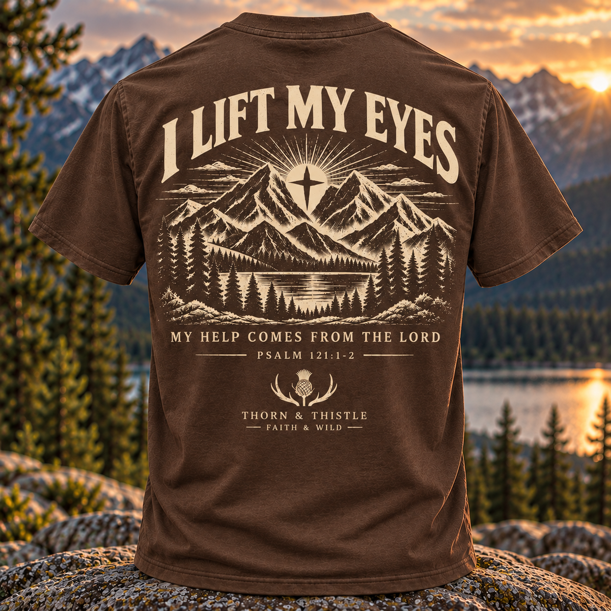 I Lift My Eyes Christian Hiking Tee – Psalm 121:1-2