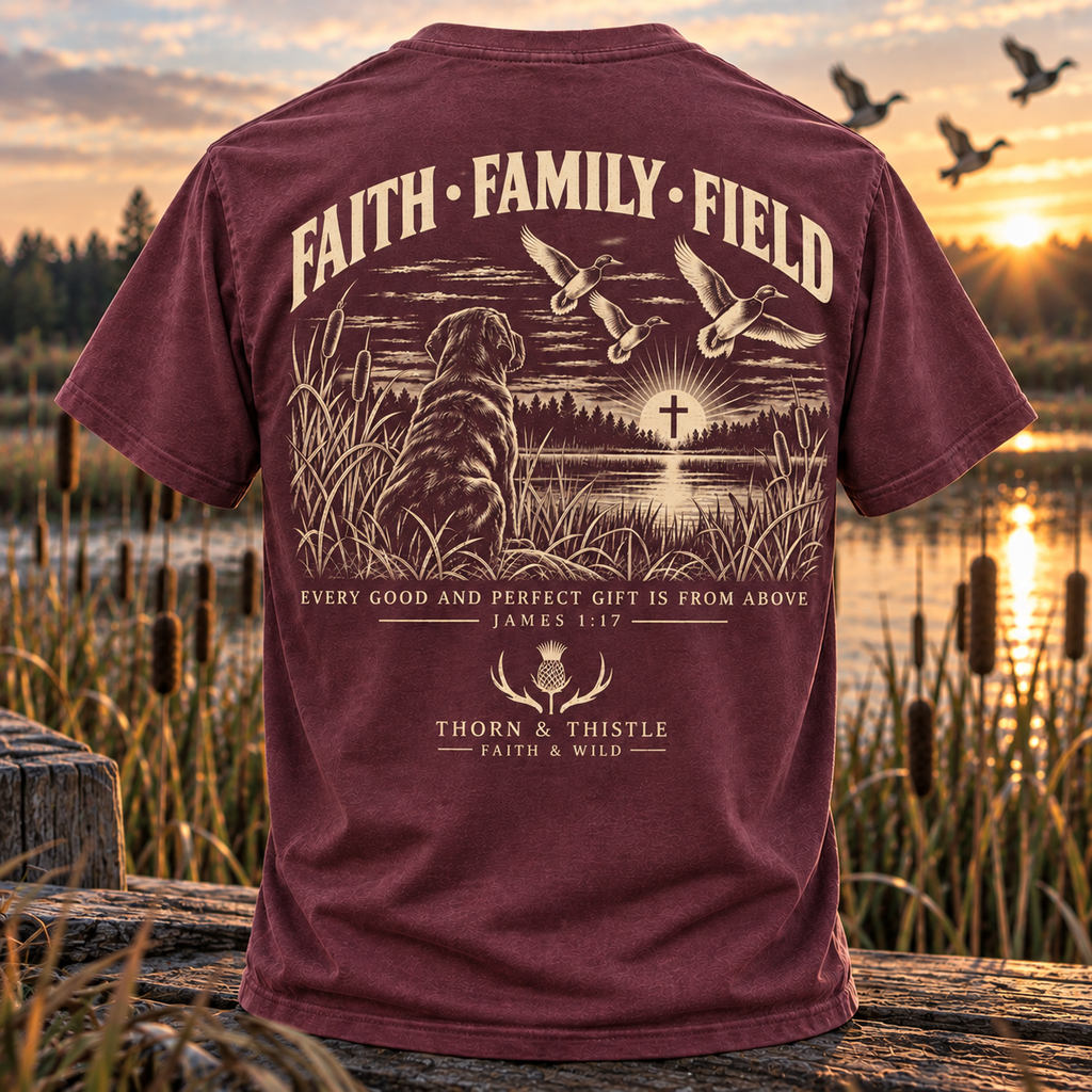 Faith Family Field Christian Hunting Tee – James 1:17