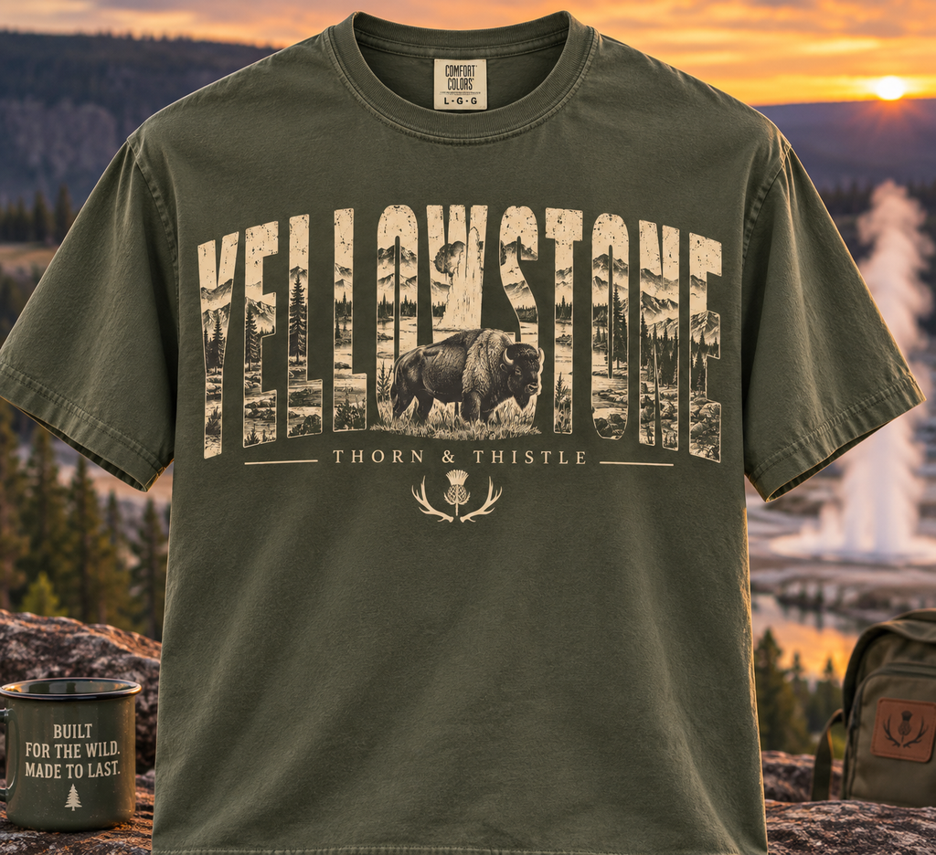 Yellowstone Bison Tee – Vintage National Park Outdoor Shirt