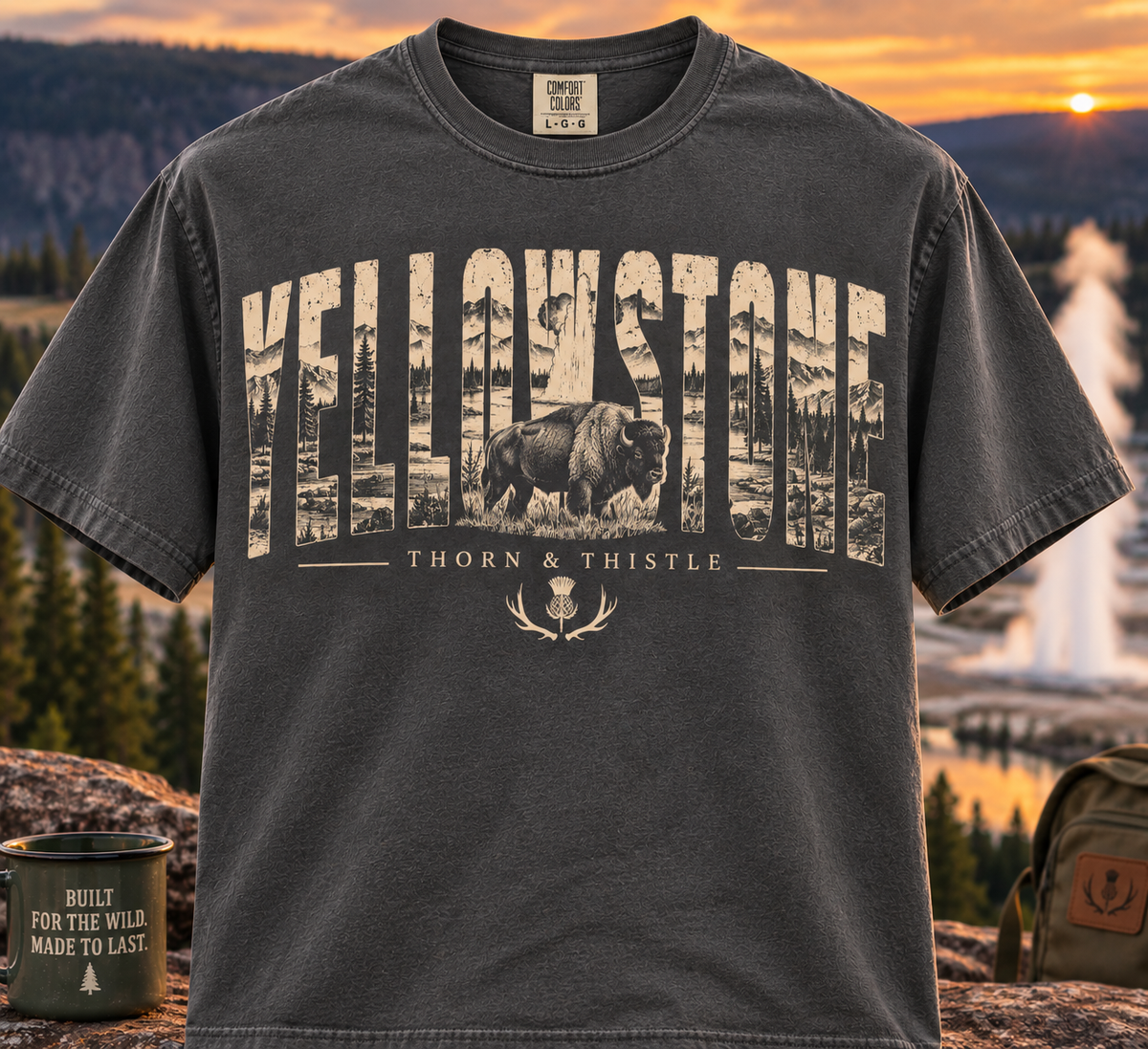Yellowstone Bison Tee – Vintage National Park Outdoor Shirt