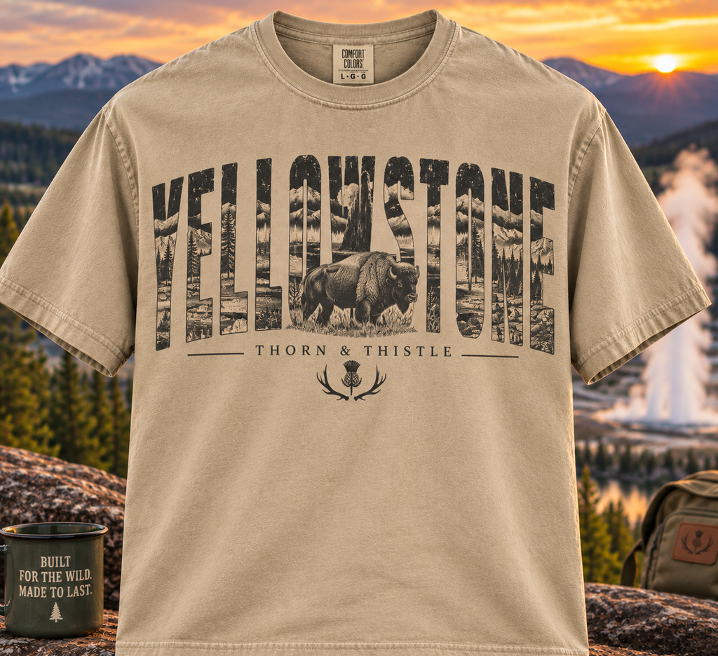 Yellowstone Bison Tee – Vintage National Park Outdoor Shirt