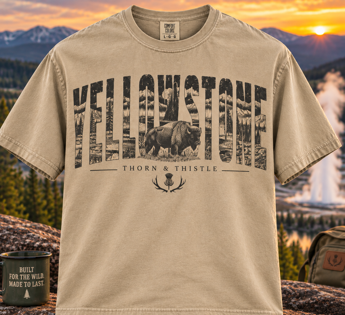 Yellowstone Bison Tee – Vintage National Park Outdoor Shirt