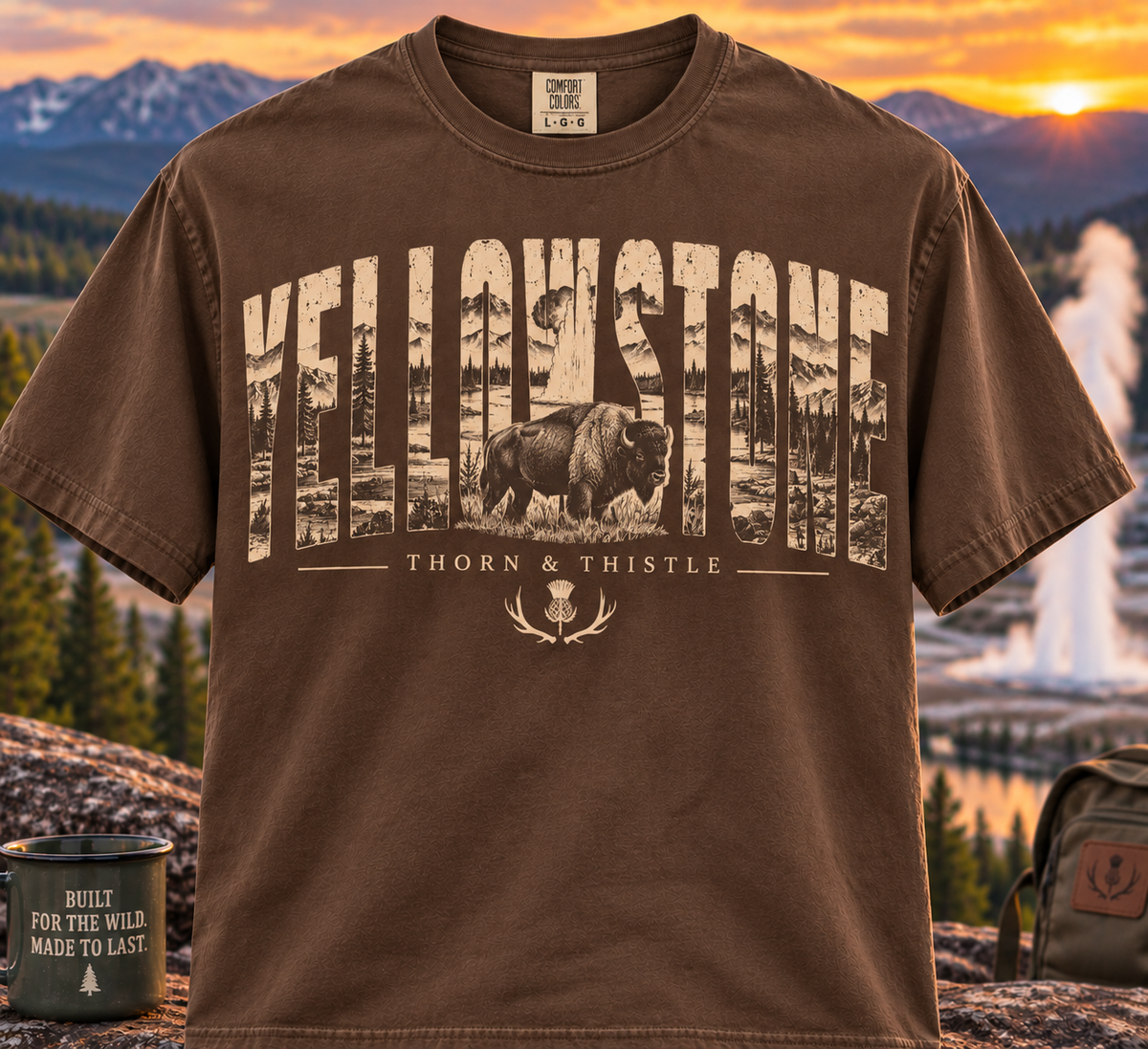 Yellowstone Bison Tee – Vintage National Park Outdoor Shirt