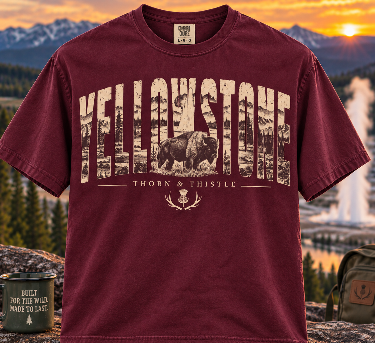 Yellowstone Bison Tee – Vintage National Park Outdoor Shirt