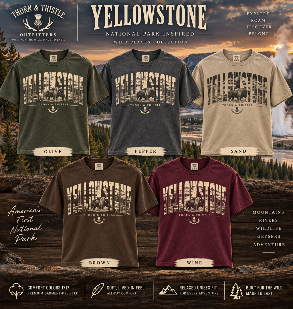 Yellowstone Bison Tee – Vintage National Park Outdoor Shirt