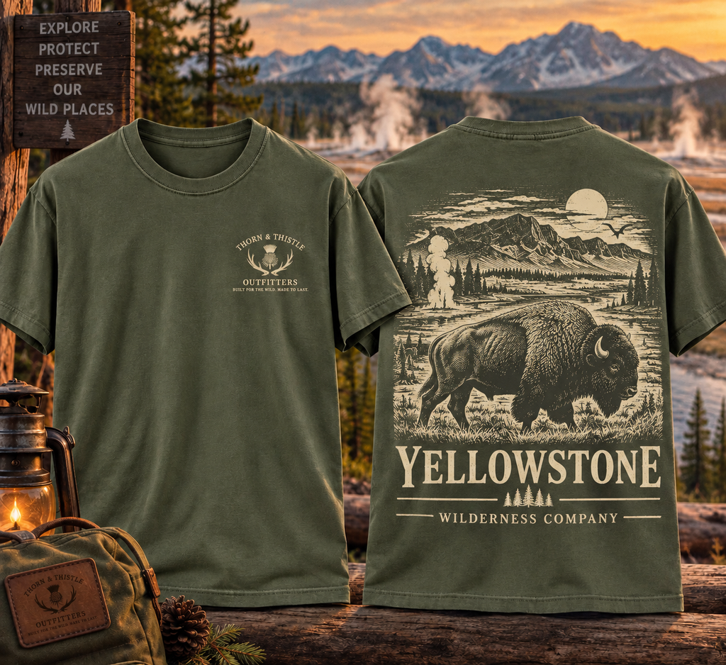 Yellowstone Bison Tee – Vintage Wilderness Outdoor Shirt
