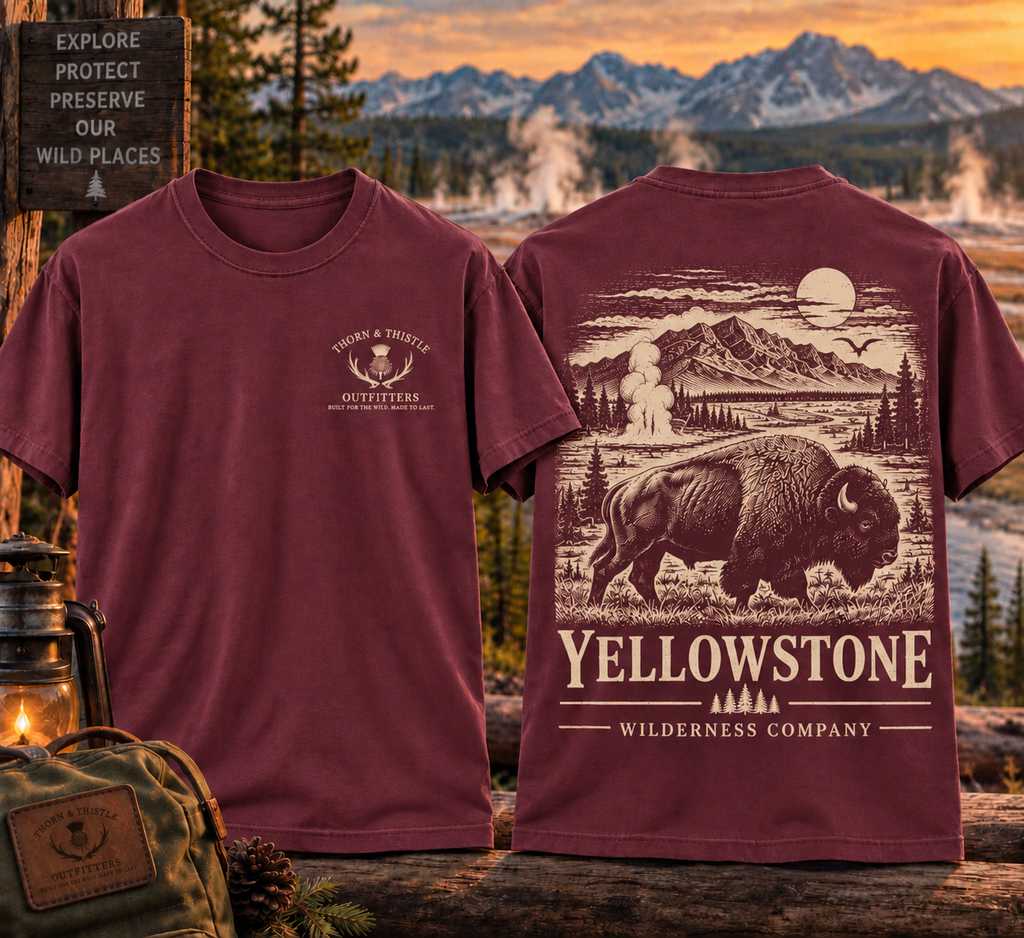 Yellowstone Bison Tee – Vintage Wilderness Outdoor Shirt