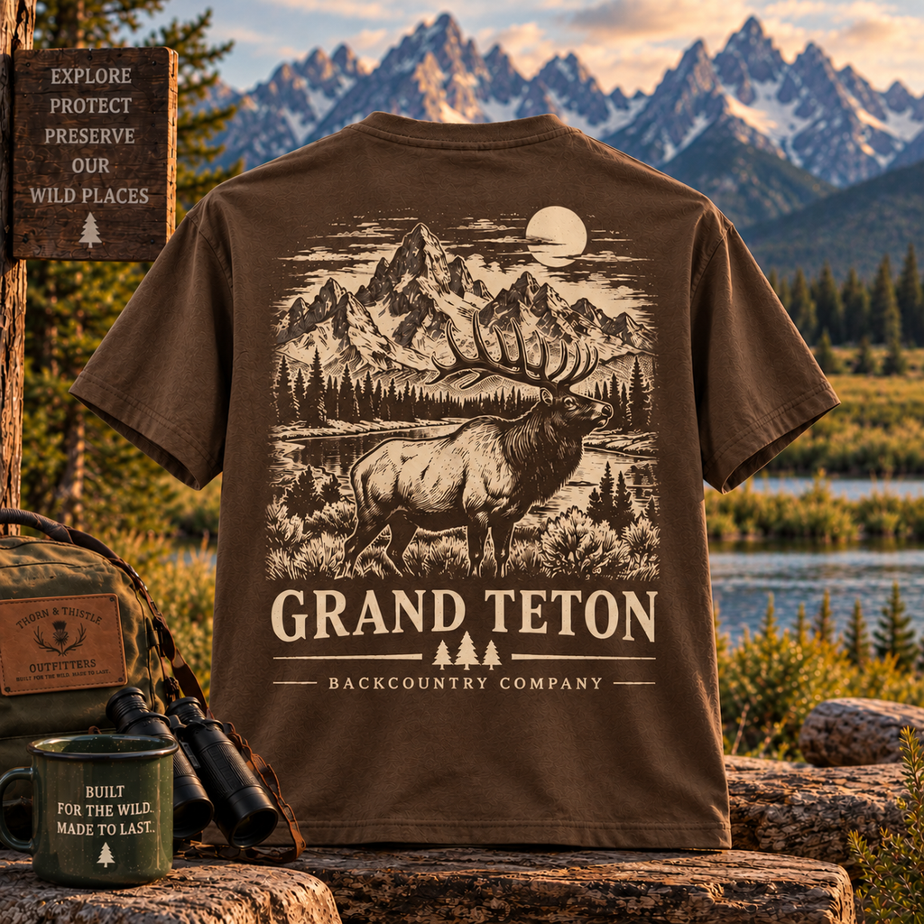 Grand Teton Elk Tee – Vintage Backcountry Outdoor Shirt