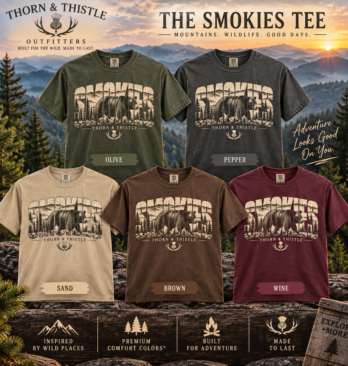 Smokies Black Bear Tee – Vintage Great Smoky Mountains Shirt
