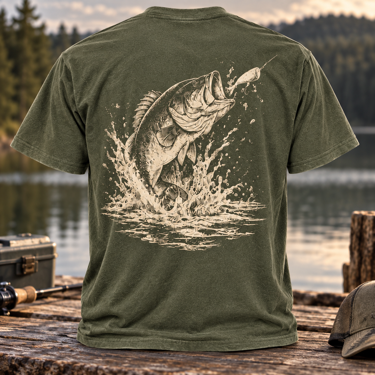 Largemouth Bass Topwater Fishing Tee – Vintage Bass Shirt