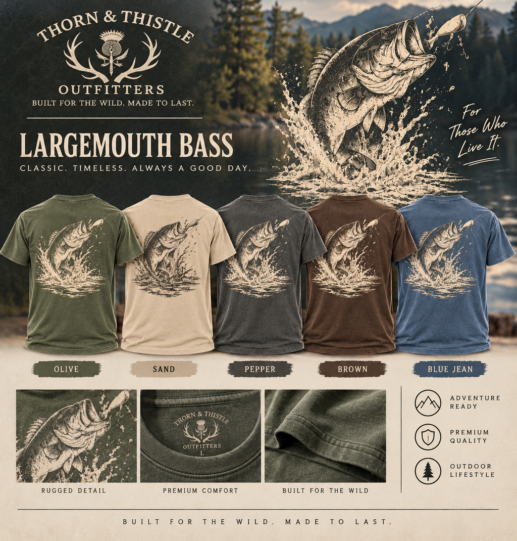 Largemouth Bass Topwater Fishing Tee – Vintage Bass Shirt