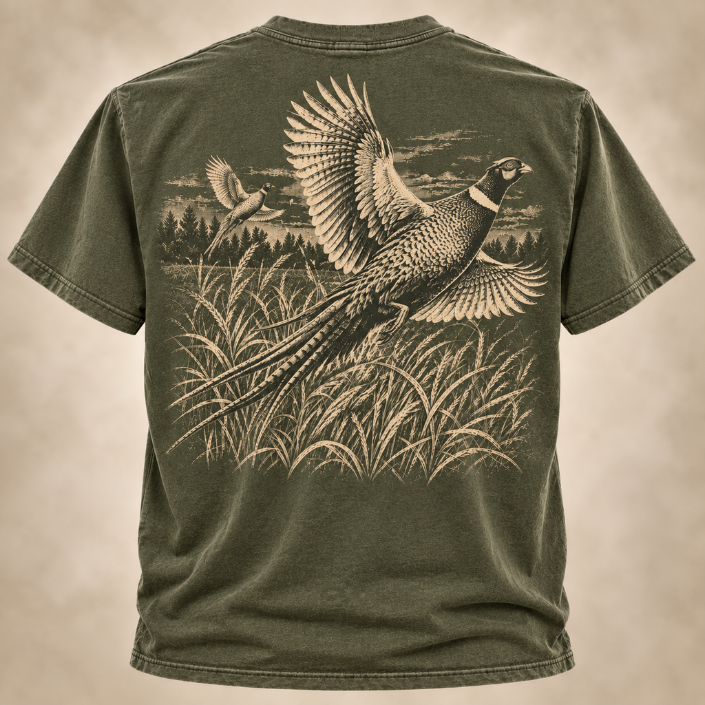 Pheasant Hunting Shirt – Vintage Rooster Flush Outdoor Tee