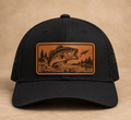 Largemouth Bass Leather Patch Trucker Hat