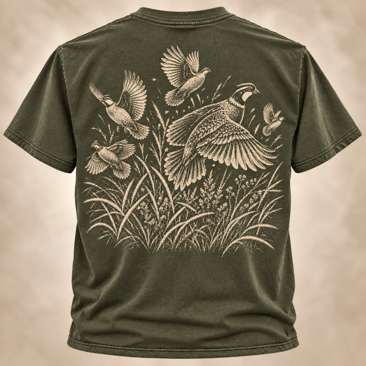Quail Hunting Shirt – Vintage Covey Flush Outdoor Tee  Description
