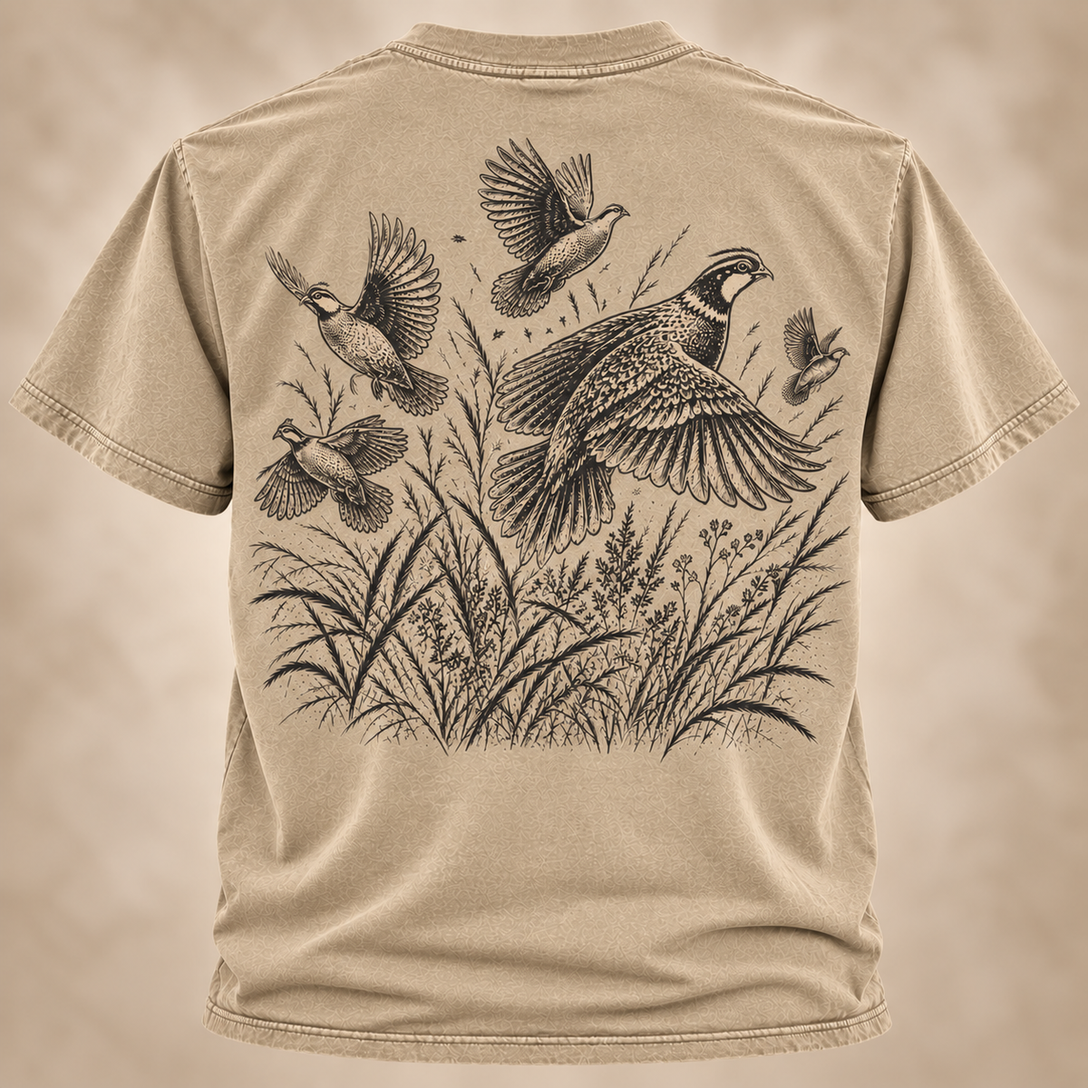 Quail Hunting Shirt – Vintage Covey Flush Outdoor Tee  Description