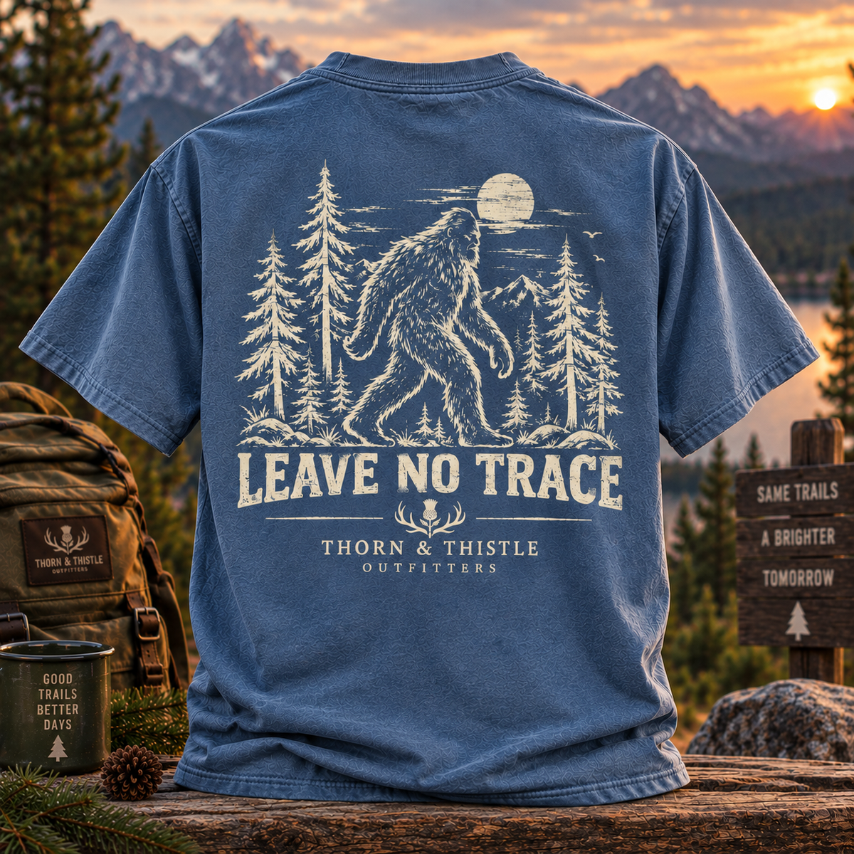 Leave No Trace Bigfoot Hiking Tee – Vintage Sasquatch Shirt