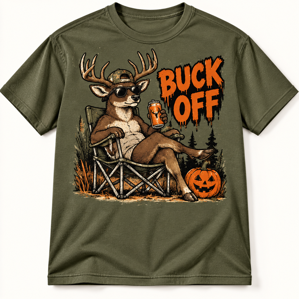 Buck Off Funny Halloween Whitetail Deer Hunting Graphic Tee