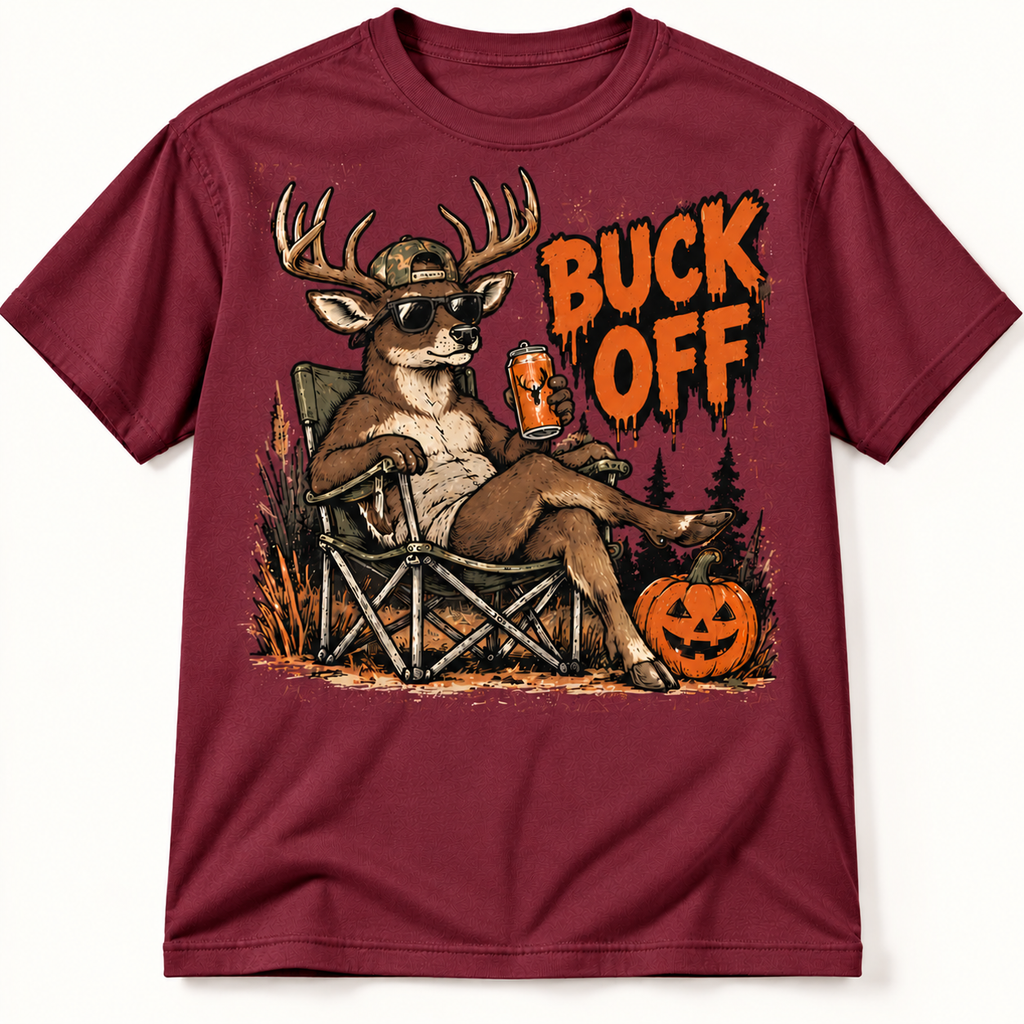 Buck Off Funny Halloween Whitetail Deer Hunting Graphic Tee