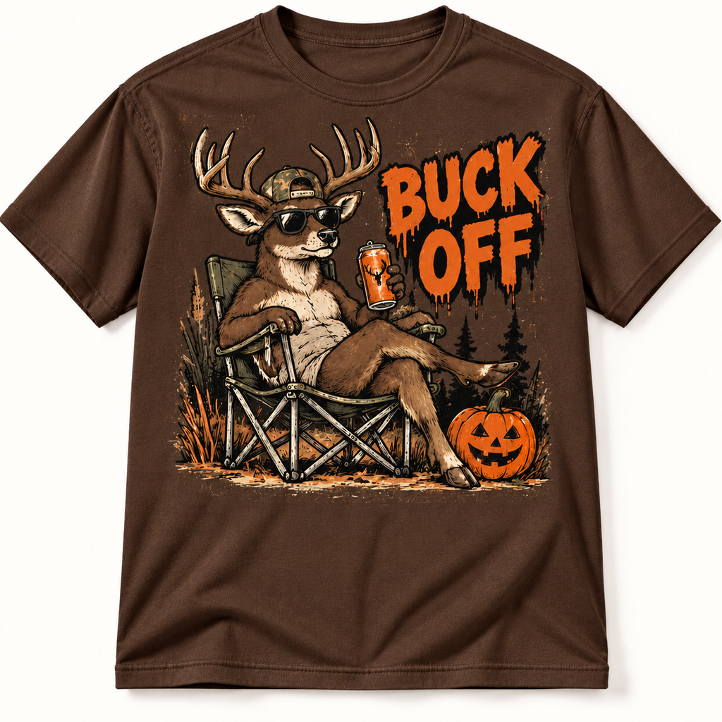 Buck Off Funny Halloween Whitetail Deer Hunting Graphic Tee