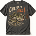 Creep It Reel Funny Halloween Zombie Bass Fishing Graphic Tee