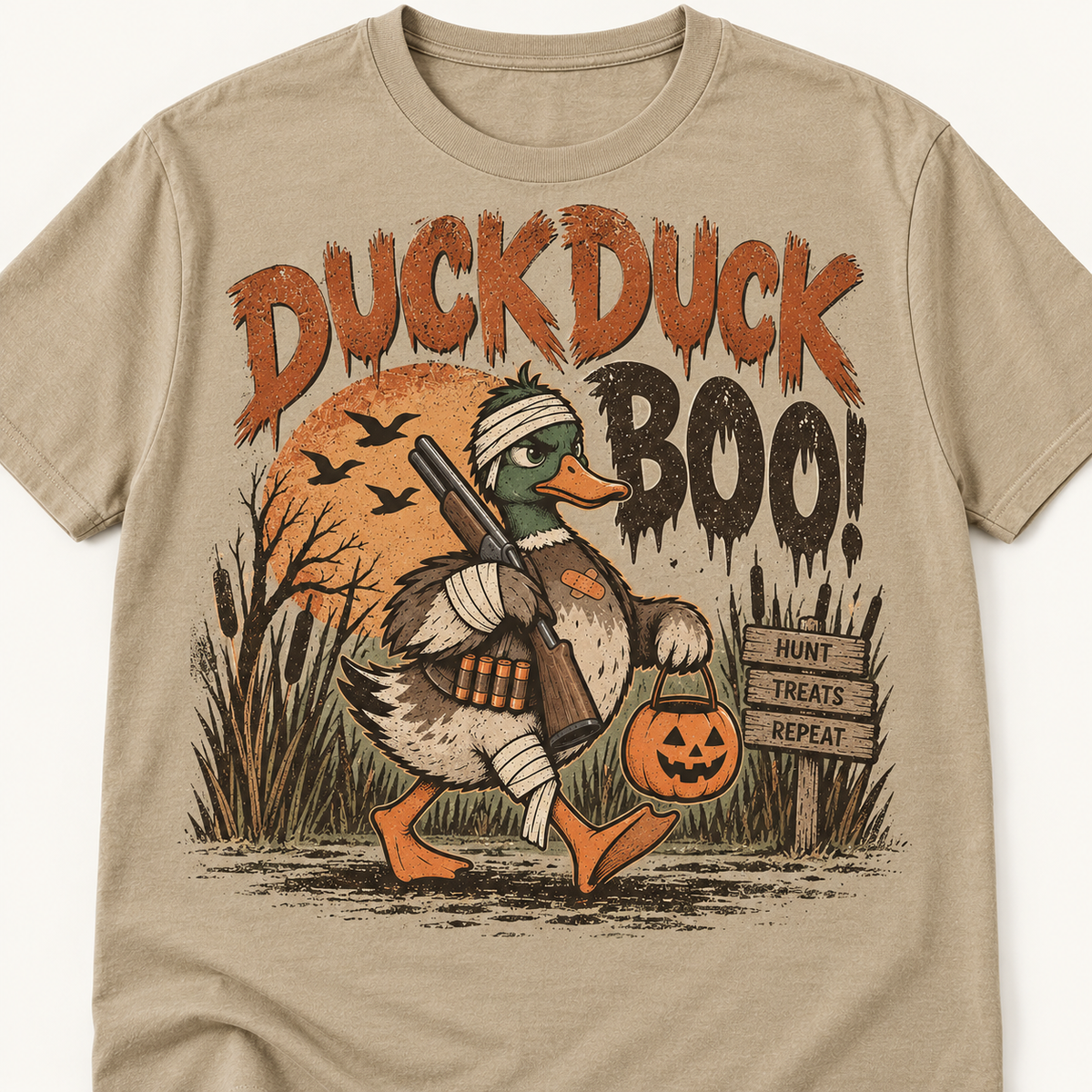 Duck Duck Boo! Funny Halloween Duck Hunting Graphic Tee