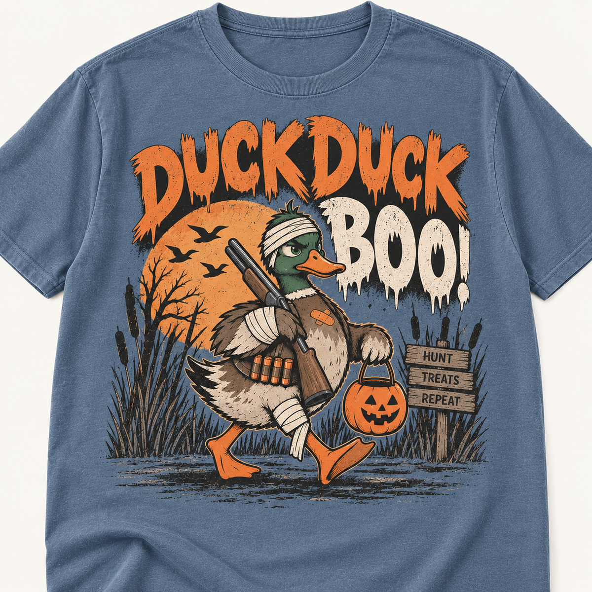 Duck Duck Boo! Funny Halloween Duck Hunting Graphic Tee