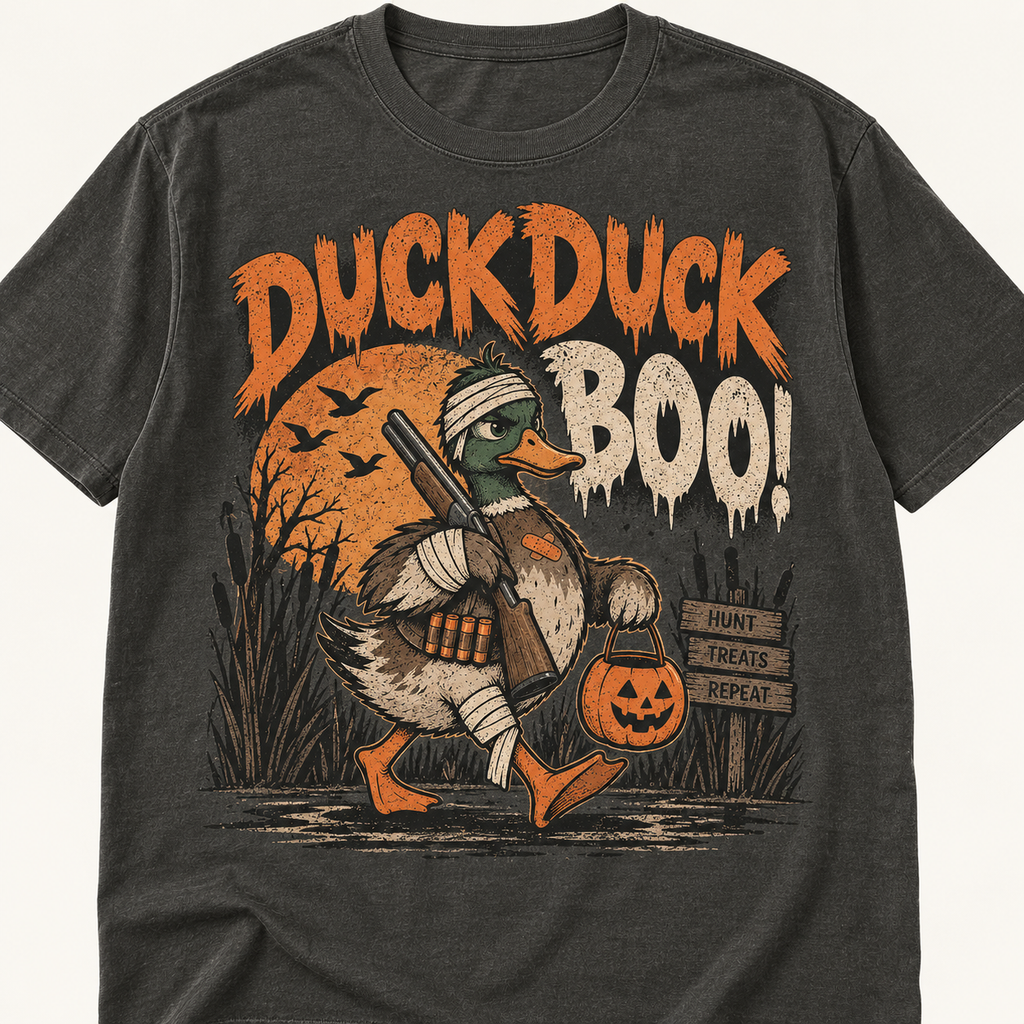 Duck Duck Boo! Funny Halloween Duck Hunting Graphic Tee
