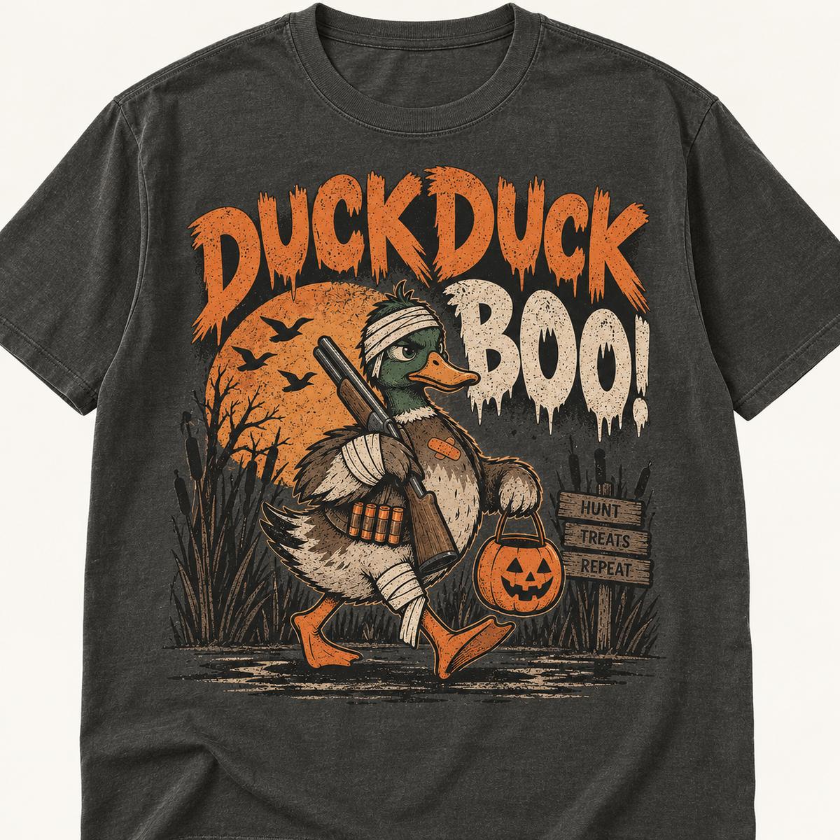 Duck Duck Boo! Funny Halloween Duck Hunting Graphic Tee