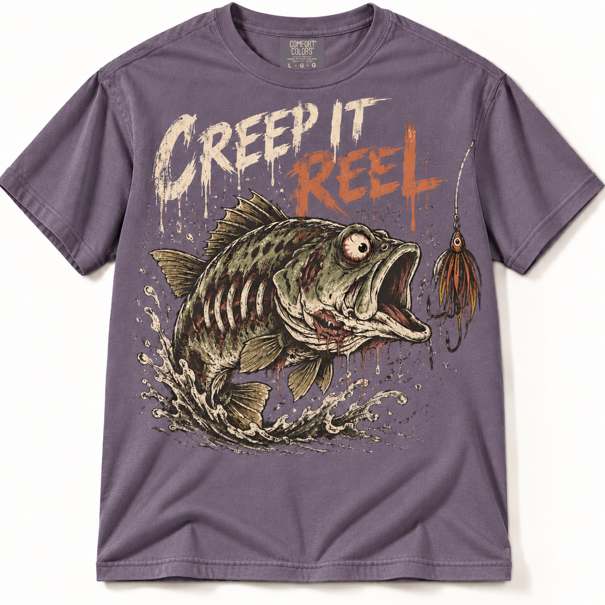 Creep It Reel Funny Halloween Zombie Bass Fishing Graphic Tee