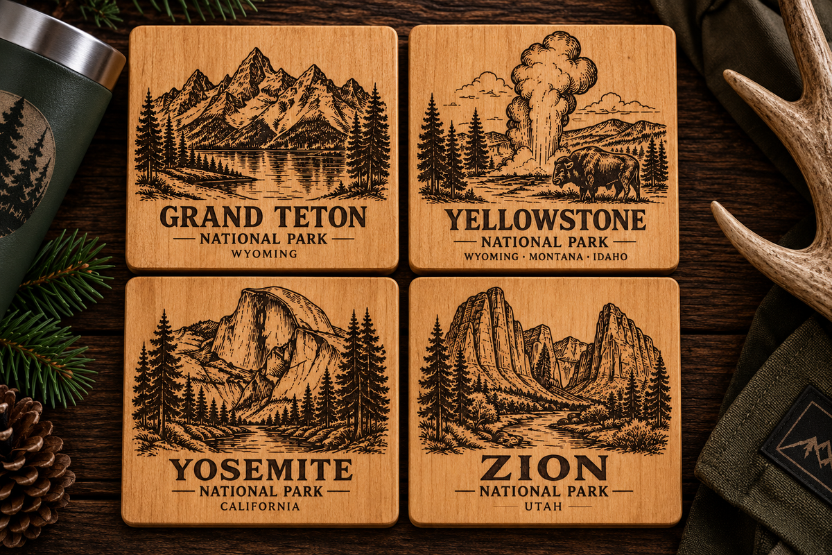 National Parks Wooden Coaster Set – 4 Piece
